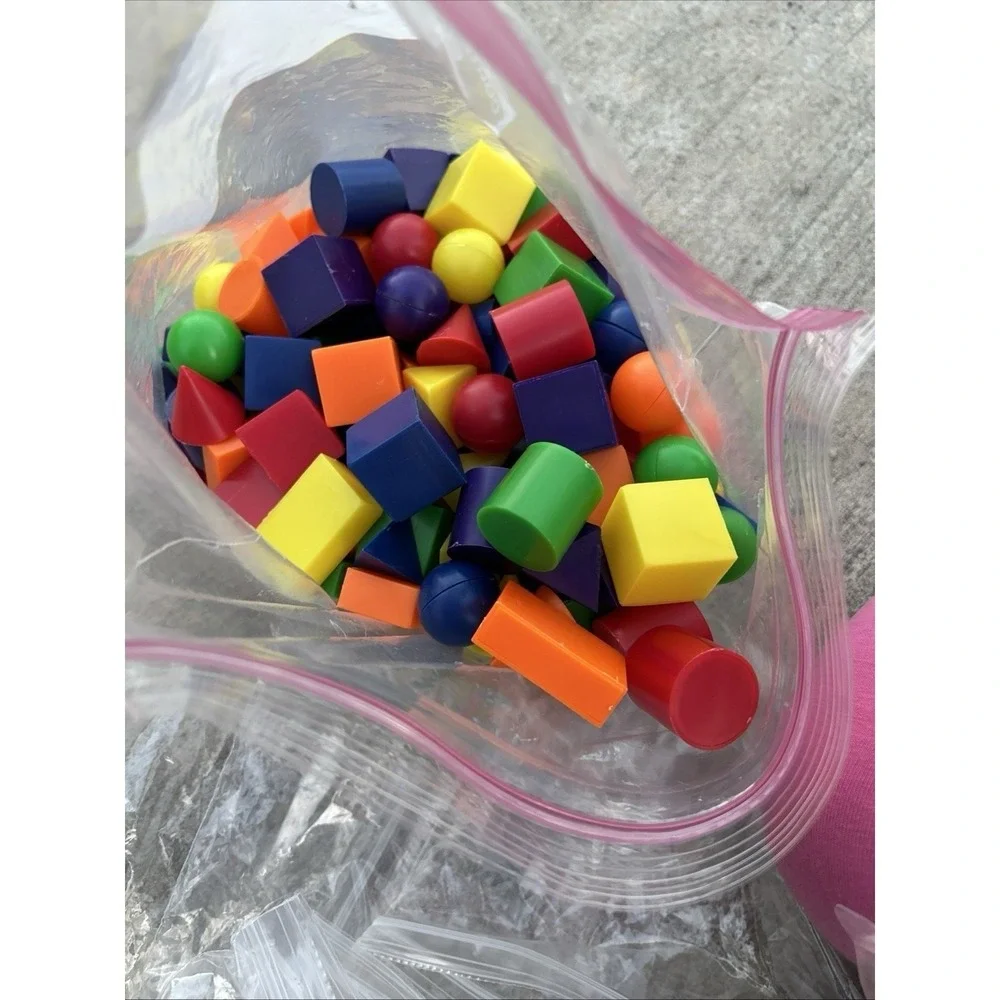 215 Lot 3D Plastic Geometric Shapes Block Math Teacher Manipulative Learning Toy